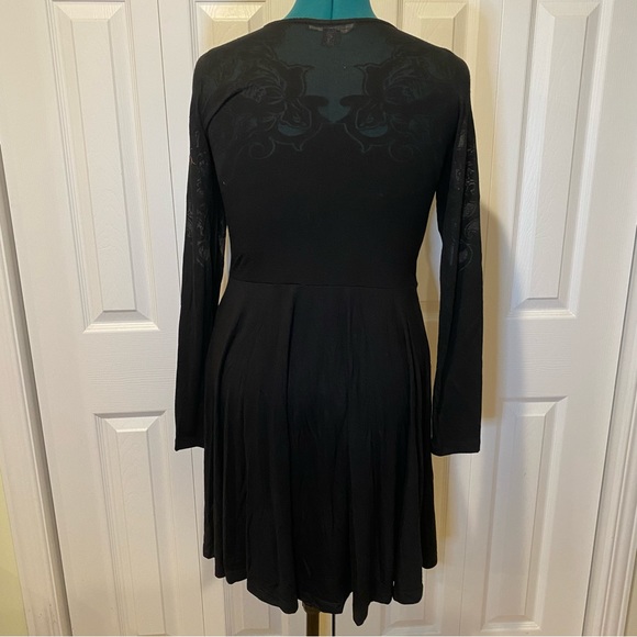 NWOT French Connection Stretch Black Long Sleeve Skater Dress Size 10 - Picture 8 of 16